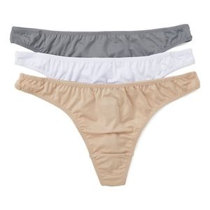 NWT René Rofé Tan White and Gray Thong Set